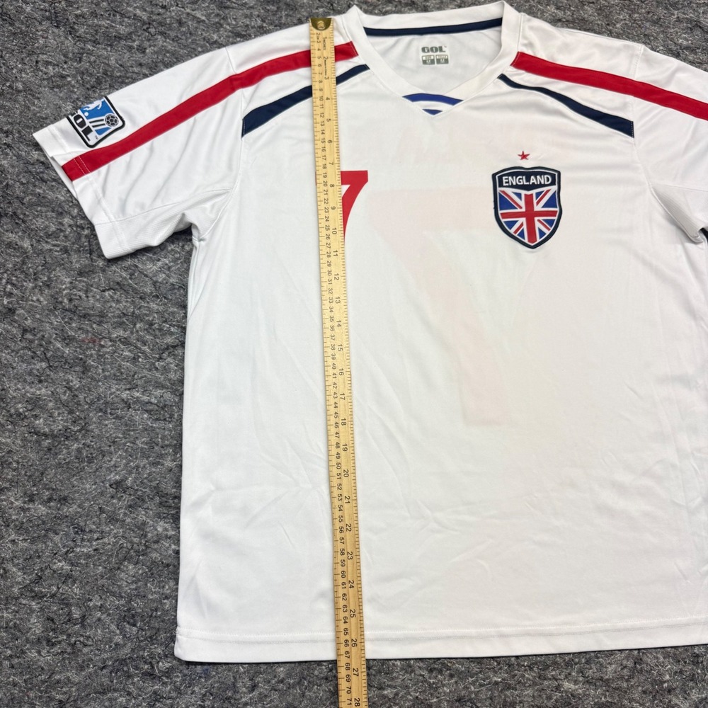 GOL England Soccer Jersey Mens Medium White Red Blue Number 7 Football Shirt - Picture 2 of 10